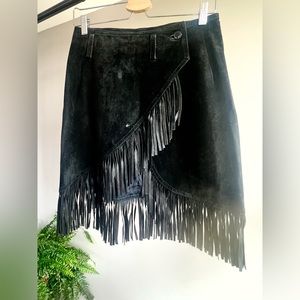 Vintage Leather fringe skirt